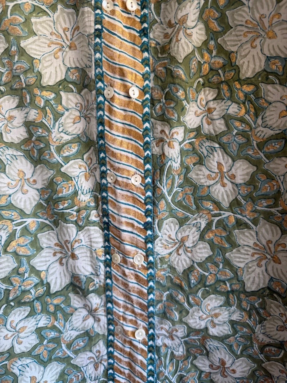 Oliphant Ivy-Olive Floral Long-Sleeve Maxi Dress with Gold Trim - Picture 9 of 9